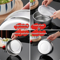 Lot de 5 récipients de conservation alimentaire en acier inoxydable au design moderne avec couvercles, chauffe-plats de cuisine, casseroles et boîtes de rangement métalliques