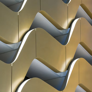 Panel de Revestimiento Acústico de Aluminio Curvo Moderno, Ignífugo e Insonorizante para Paredes Exteriores de Hoteles y Centros Comerciales - Product Image 1