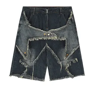Finch Garment custom patch work denim shorts women street wear style mens jean shorts Casual denim short pants