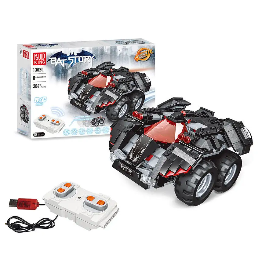 Molde rei 13020 carros de alta velocidade 2.4g rc blocos de construção brinquedos app controle remoto rc técnica batmóvel kits de tijolos de carro de corrida