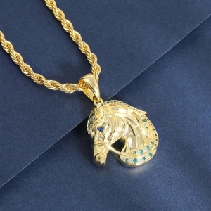 Colliers pendentifs de mode en zircon et CZ, motif animal et créature mythique, style hip-hop, pour hommes et femmes, vente en gros - Product Image 5