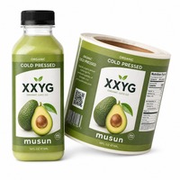 Service d'impression d'étiquettes personnalisées pour bouteilles de jus OEM, conception d'étiquettes pour bouteilles de jus en plastique, vente en gros