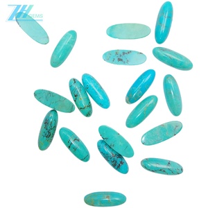 Turquoise naturelle de couleur bleue, forme ovale, taille 7*20mm, poids 2g, cabochon pour la fabrication de colliers ou de bagues, comme cadeau pour la famille, à usage multiple - Product Image 3