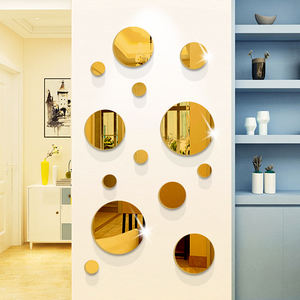 Salon toilette <span class=keywords><strong>miroir</strong></span> circulaire autocollant bricolage auto-adhésif décoration maison créative 3D acrylique <span class=keywords><strong>miroir</strong></span> autocollant - Product Image 1