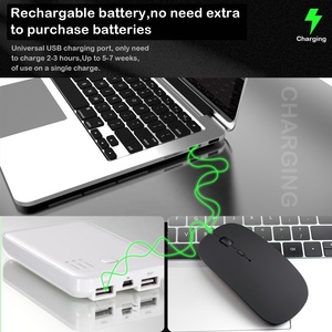 Ratón de Modo Dual y Ratón Óptico Inalámbrico Recargable de 2.4G con Wifi, Clic Silencioso para iPad, <span class=keywords><strong>iPhone</strong></span>, <span class=keywords><strong>Macbook</strong></span> - Product Image 3