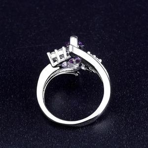 Anillo de cóctel para mujer T0334 con amatista marquesa de piedra natural y engaste de puntas, anillos de compromiso de moda - Product Image 5