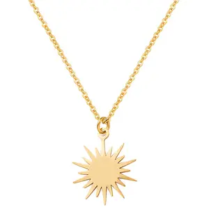 Satılık Sunshine kolye kolye kadınlar için moda takı paslanmaz çelik altın kaplama kolye