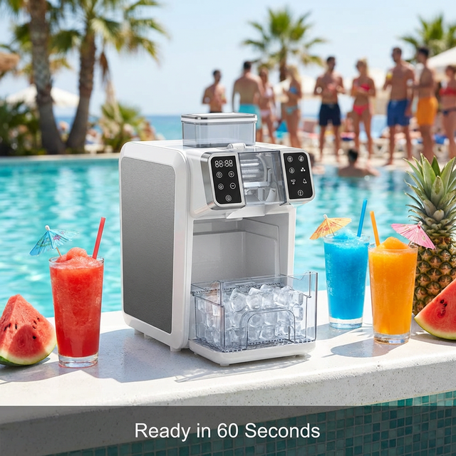 HONEYICE Light Commercial 2-in-1 Ice Maker & Frozen Slushie Machine for Coffee Shops & Household Use Counter Top