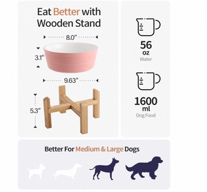 ChenChen - Estante Personalizable y Ecológico para Platos de Perro de Bambú, Diseño Cuadrado Clásico, Resistente al Agua IPX5, Desmontable, Sólido, 4 Niveles - Product Image 5