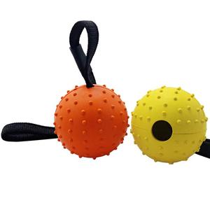 Wholesales Eco-Friendly <b>Dog</b> Rubber Spike <b>Ball</b> Black Cotton Rope Chew Toy Elastic Training Teaser <b>Ball</b> for Indoor/Outdoor Use - Product Image 1