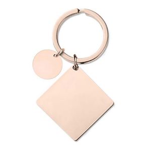 Factory New <b>Square</b> Metal Stainless Steel Material Carving Holiday Gift Blank Keychain Accessories - Product Image 4