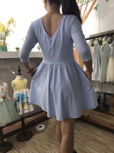 Ropa Infantil Lista para Enviar, Vestidos Casuales de Algodón para Niñas, Color Sólido, Estilo Twirl - Product Image 6