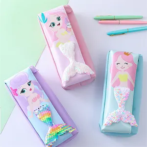 2024 Latest Hot Selling Large Capacity Cute Mermaid Pencil Case Wholesale Pencil Case Double Layer Pencil Box For