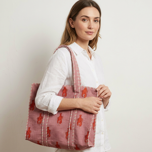 Multicolour Quilted Cotton Tote Bag with <b>Shoulder</b> <b>Straps</b> Fashionable Hand and Shipping Travel Tote Bag with Pocket - Product Image 1