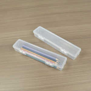 Rectangular Transparent Plastic Storage <b>Box</b> 25.7x5.3x3.5cm Covered For Tools And <b>Makeup</b> Brushes - Product Image 1