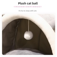 Lit pour chat toute saison à motif solide Hiver Chaud Eté Respirant Semi-fermé Maison pour chat Pet Dog Sleeping Supplies