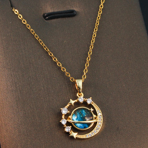 Collare CJ inossidabile delicata <span class=keywords><strong>collana</strong></span> girocollo in acciaio inossidabile luna stella <span class=keywords><strong>cielo</strong></span> stellato pianeta donne zircone ciondolo collane - Product Image 5