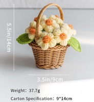 Mini panier en laine crocheté à la main avec fleur en relief, décoration d'intérieur, cadeau de remise de diplôme, de mariage ou de fête