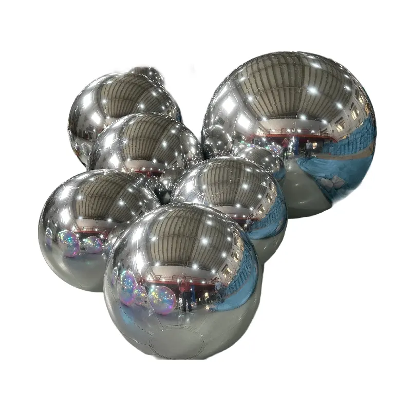 Grandes boules miroir gonflables réfléchissantes, 1 pièce, boule miroir flottante en argent pour la publicité