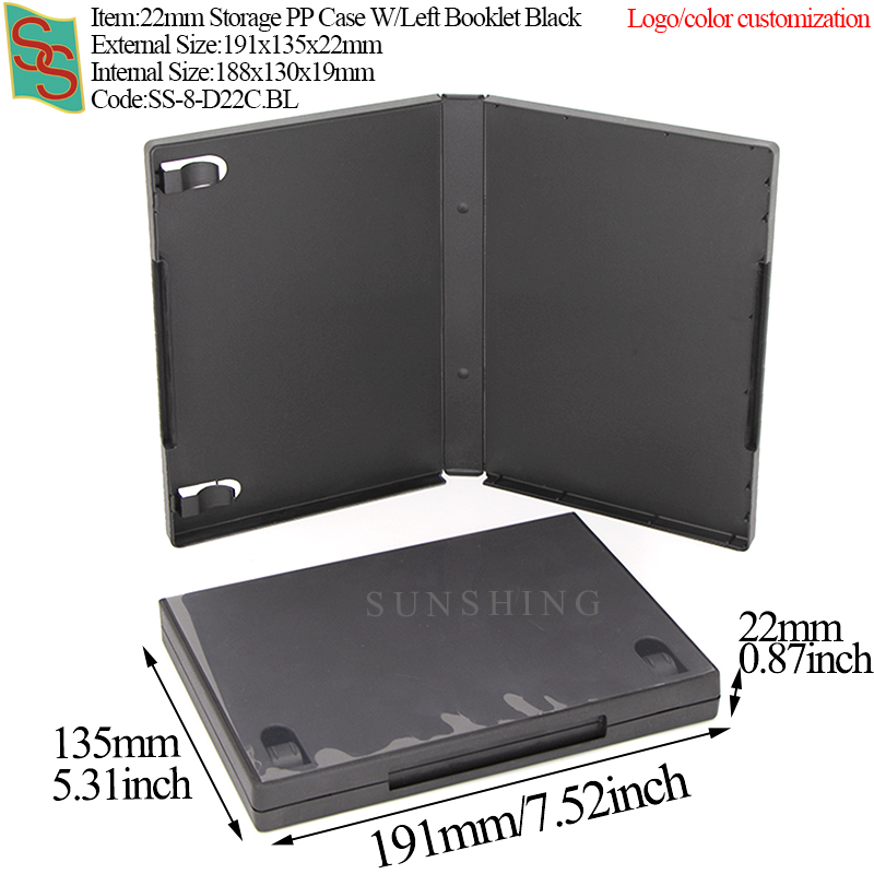 D22C:191x135x22mm-W/Left Booklet Black