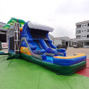 Castillo inflable tropical con tobogán, para fiestas en seco o mojado. - Product Image 4