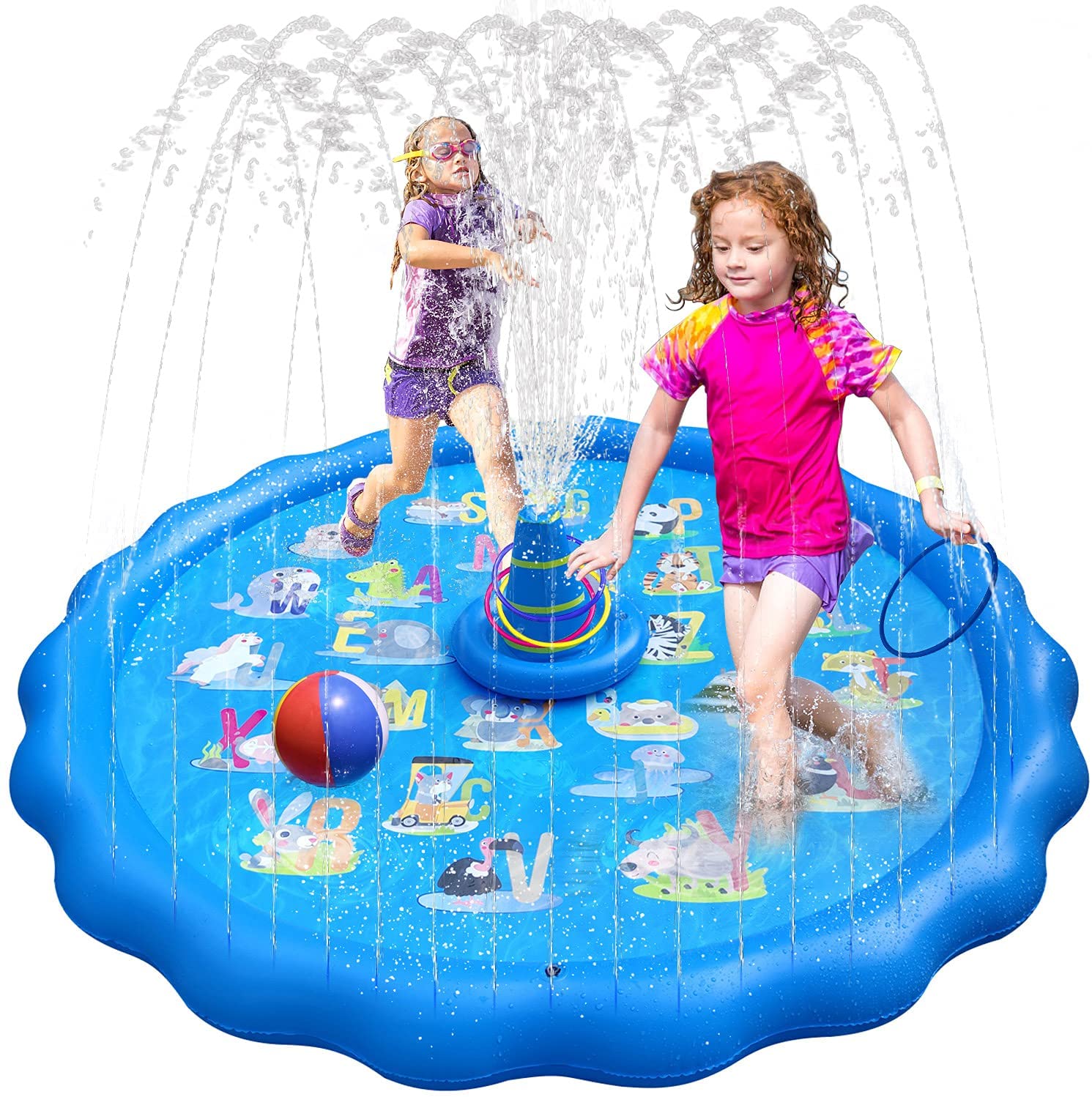 Надувной конусный фонтан, 68 дюймов, коврик для распыления брызг, уличный бассейн для малышей и малышей