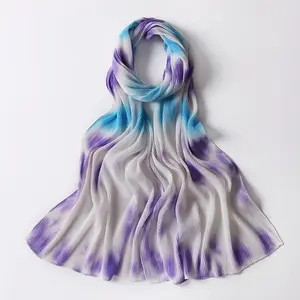 Yiwu factory supply high quality beautiful tie dye chiffon hijab pleated chiffon hijab