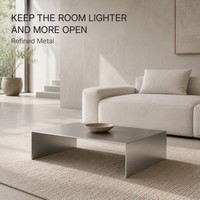 Table basse rectangulaire KINNO moderne en acier inoxydable 304, faite à la main, 80x50x30cm, épaisseur 4mm, durable, facile à nettoyer, pour appartement, salon