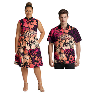 Vêtements pour amoureux à prix bas, chemise polynésienne pour <span class=keywords><strong>homme</strong></span>, robe tribale pour femme grande taille, imprimé floral des îles hawaïennes, ensemble pour couple - Product Image 6
