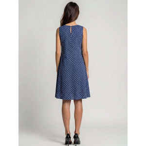 Vestido de Mujer con Cintura Natural, 100% Algodón, Estampado Geométrico, Sin Mangas, Largo hasta la Rodilla, Informal, Ligero, Corte Ajustado, para Verano - Product Image 2