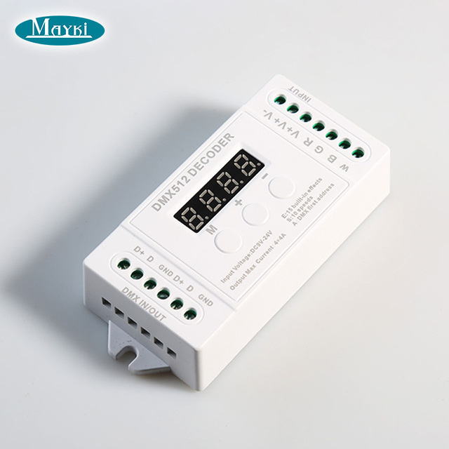 4CH DMX Decoder with Digital Display for RGB/RGBW LED Strips