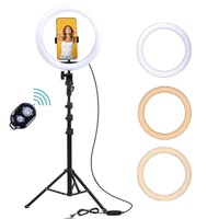 Ringlight LED 12 Inch Bertenaga USB untuk Live Streaming, Makeup, Fotografi, Studio Video dengan Tripod