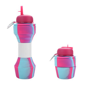 Bouteille d'eau pliable en silicone pour le <span class=keywords><strong>sport</strong></span>, le football, avec logo personnalisé, pour enfants, voyage, écologique, passe au lave-vaisselle et au micro-ondes - Product Image 2