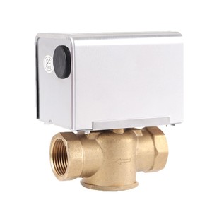 วาล์วบอลไฟฟ้าสองทาง D2-220 220V ทองเหลืองเกลียว สำหรับน้ำร้อนน้ำเย็น ระบบ HVAC - Product Image 1