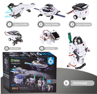Kit d'expériences scientifiques créatives 6-en-1 : Robot intelligent à construire soi-même, voiture solaire spatiale faite à la main, jouets éducatifs pour enfants
