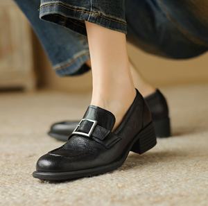 Botas de cuero genuino para mujer, cómodas, con cordones y cremallera, con plataforma, duraderas, transpirables, de piel de becerro, para la vida diaria. - Product Image 2