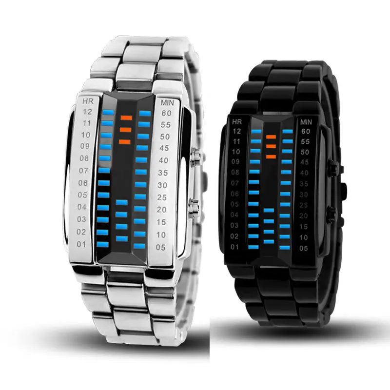 Waterproof 3D binary couple lover wrist watch Matrix business water proof unisex electronic binary led watch