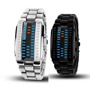 Venta caliente a prueba de agua 3D pareja binaria amante reloj de pulsera Matrix negocio a prueba de agua unisex electrónico Binario Led reloj