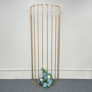 Support <span class=keywords><strong>de</strong></span> toile <span class=keywords><strong>de</strong></span> fond semi-circulaire moderne en métal, cadre d'arche <span class=keywords><strong>de</strong></span> <span class=keywords><strong>mariage</strong></span> en fer électroplaqué or pour événements, fêtes et accessoires <span class=keywords><strong>de</strong></span> scène - Product Image 1