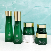 Flacons de crème hydratante pour le visage en verre noir effet givré mat, pots verts, ensemble de soins de la peau, 15g 50g 80g 30ml 100ml 120ml