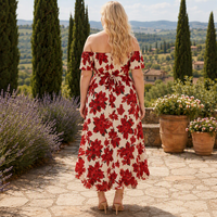 Robe décontractée asymétrique à épaules dénudées à motif floral personnalisée en gros
