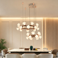 Lustre suspendu LED en forme de fleur, lampe florale pour projets résidentiels et commerciaux, salle à manger
