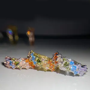 패션 보석 일본 시리즈 다채로운 CZ 지르콘 황동 여름 느슨한 반지 진미 패션 파티 반지