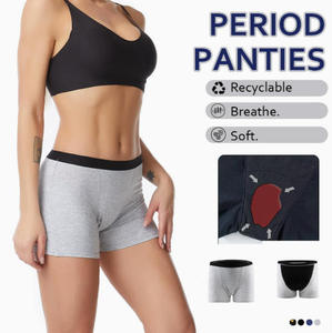 Slip Boxer Sportivi Estivi da <span class=keywords><strong>Donna</strong></span> in Cotone a Vita Media, Taglie S-4XL, Altamente Elastici, Anti-perdita e Traspiranti - Product Image 1