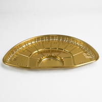 Assiette dorée en plastique pour pâtisseries arabes et desserts, plateau de service alimentaire en PET recyclable pour le Ramadan