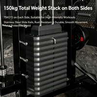 Smith Machine Power Rack Combo Cable Crossover Metal Home Gym Multi Functional Trainer 700kg Capacity Strength Fitness Equipment