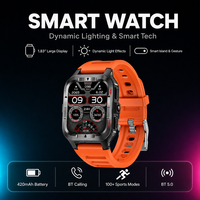 Montre connectée de fitness BT 5.0 avec appels, batterie 420 mAh, autonomie de 10 jours, écran TFT 1,83 pouces avec effet lumineux, mesure de l'oxygène sanguin et de la fréquence cardiaque, étanche IP67