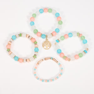 Joyería de moda, conjunto de pulseras con cuentas y dijes del Árbol de la Vida, de varias capas, con piedras naturales, unisex, regalo 2023 - Product Image 5