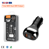 Chargeur de voiture USB LDNIO C2-1 60W double port PD PPS QC3.0, chargeur rapide pour véhicule compatible avec les téléphones, tablettes et ordinateurs portables