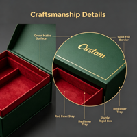 Boîte cadeau en velours vert personnalisée avec insert séparateur pour emballage de bonbons de fête